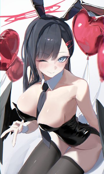 matttttya1 blue archive nakamasa ichika angel animal ears bunny ears bunny girl no bra tail thighhighs wings