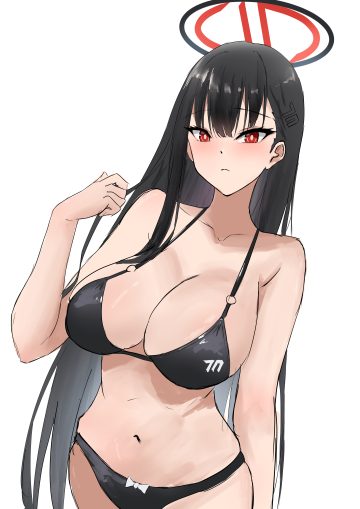 asao (asaomm12345) blue archive tsukatsuki rio bikini halo sketch swimsuits