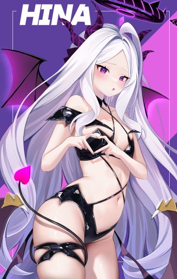 hyurumari blue archive sorasaki hina bikini armor devil garter halo horns loli tail wings