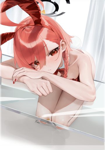 not forever2w blue archive mikamo neru animal ears areola artist revision bandaid bunny ears bunny girl halo loli no bra tail