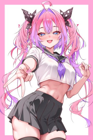 amaki daisuke hololive hololive dev is kikirara vivi seifuku thighhighs