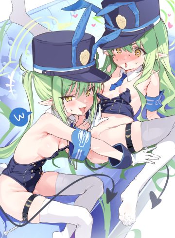 nikuya (nikuniku nikuya) blue archive tachibana hikari tachibana nozomi animal ears breasts bunny ears bunny girl garter halo loli no bra nopan pointy ears pussy pussy juice tail thighhighs yuri