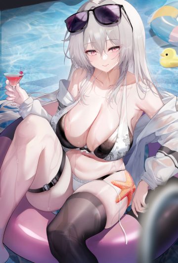 jihua tong bikini garter megane open shirt see through swimsuits thighhighs wet wet clothes