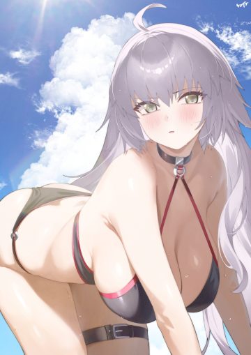 kurozawa yui fate/grand order jeanne d'arc jeanne d'arc alter (fate) bikini garter swimsuits wet