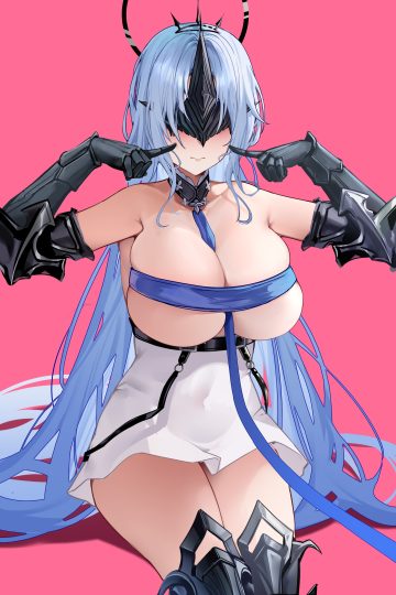 sijinni azur lane alsace (azur lane) armor no bra skirt lift thighhighs