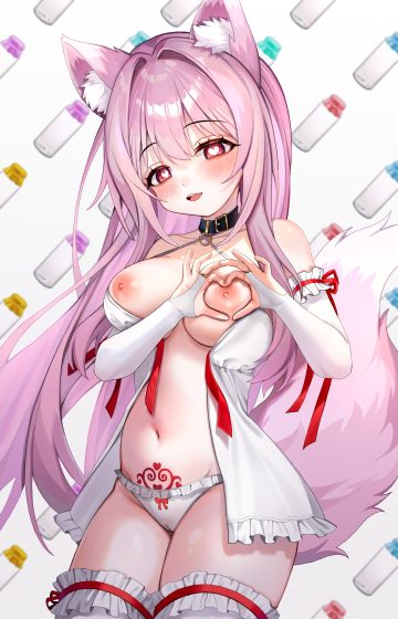 hyurumari animal ears breasts cameltoe garter lingerie nipples open shirt pantsu tail tattoo thighhighs