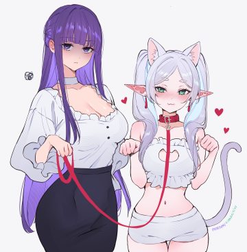 qiandaiyiyu sousou no frieren fern frieren animal ears bra elf nekomimi pointy ears tail