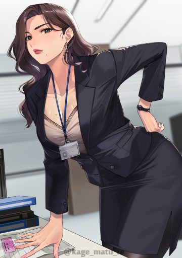 kagematsuri business suit cleavage pantyhose