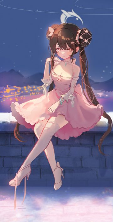 ash (cat7evy) blue archive ryuuge kisaki dress halo heels thighhighs