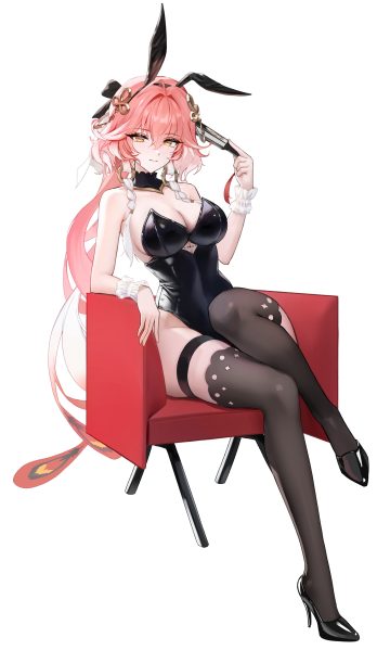 myumyu431 wuthering waves changli animal ears bunny ears bunny girl garter heels no bra tattoo thighhighs