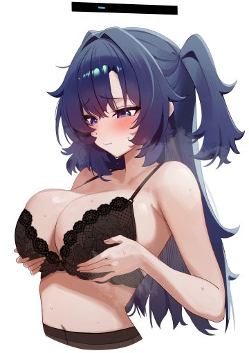 mcbox blue archive hayase yuuka bra breast hold halo lingerie pantyhose wet