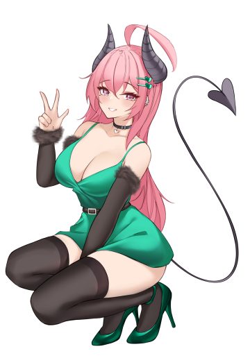 parfait desu parfy devil dress heels horns no bra tail thighhighs