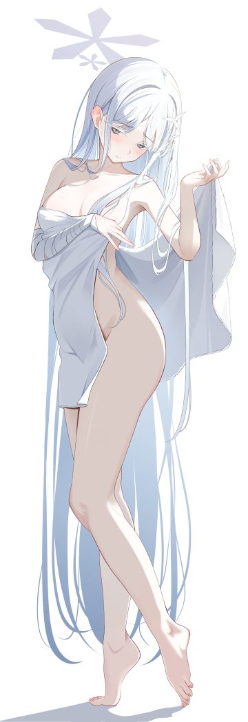 sikimosh blue archive goryou nagusa bandages breast hold halo naked towel