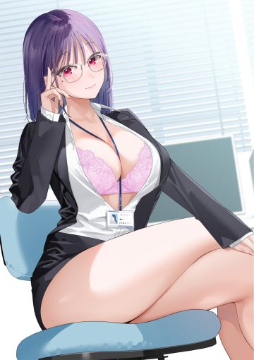bekotarou bra business suit lingerie megane open shirt