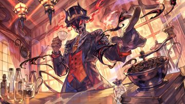 all male demon drink fire gloves hat horns magic male mask masuta dexi suit tail tapioka chaso tie world connect