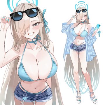 mango (mango0208) blue archive ichinose asuna bikini halo megane open shirt swimsuits