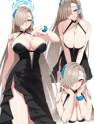 kono (xerondan321) blue archive ichinose asuna dress halo no bra