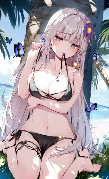 miyase mahiro sennen sensou aigis wen zhong bikini garter swimsuits undressing