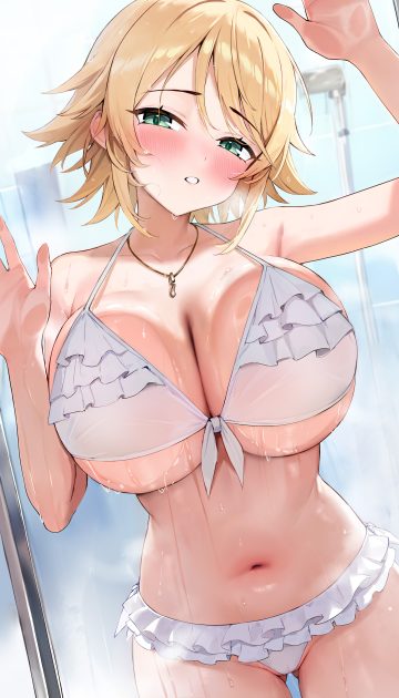 dombear the idolm@ster the idolm@ster cinderella girls umeki otoha bikini cameltoe swimsuits thong wet
