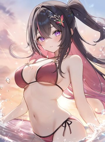 aria (ariacue) hololive azki (hololive) bikini swimsuits thong wet