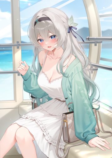 shrimp cake honkai: star rail firefly dress no bra sweater