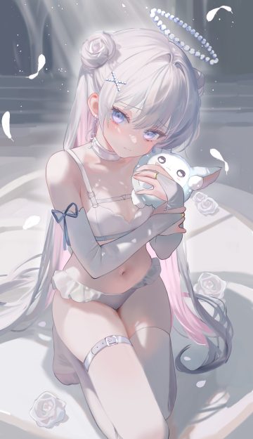 otonoha moe bra garter halo pantsu thighhighs