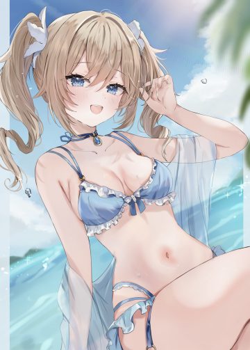 maruro genshin impact barbara (genshin impact) bikini see through swimsuits wet