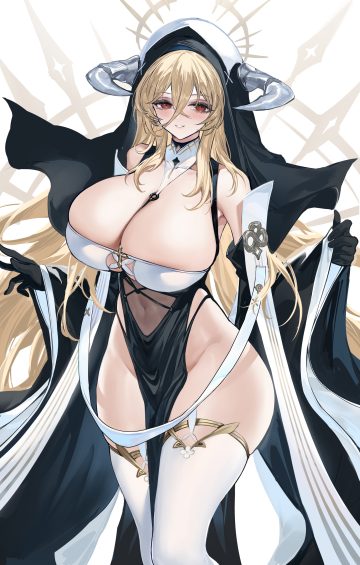 horz azur lane implacable (azur lane) horns no bra nun see through thighhighs