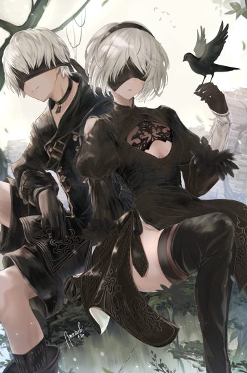 ametuki rei nier nier automata yorha no.2 type b yorha no.9 type s dress thighhighs