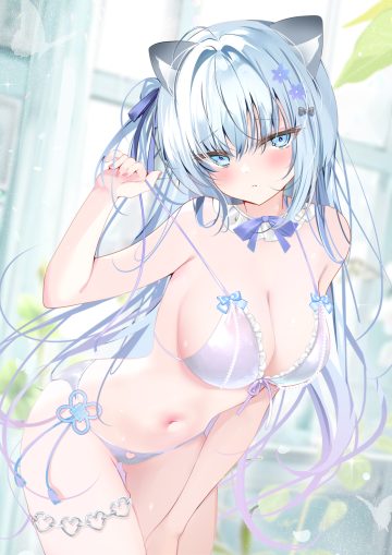 pon animal ears bikini garter swimsuits undressing