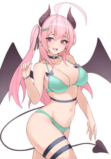 parfait desu parfy bra devil garter horns pantsu tail wings