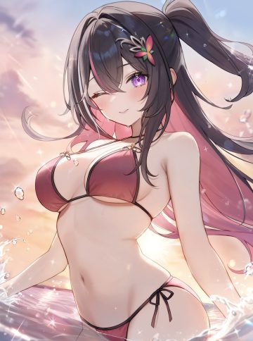 aria (ariacue) hololive azki (hololive) bikini swimsuits thong wet