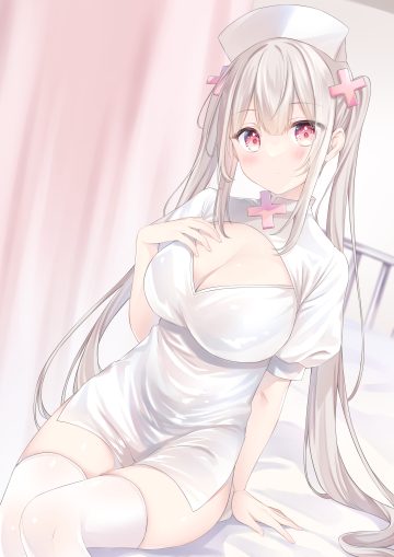 komari cleavage nurse see through thighhighs