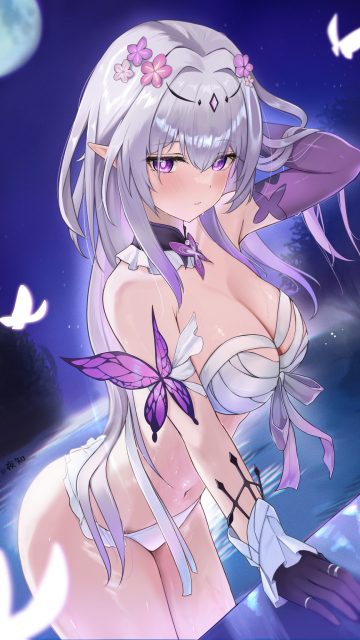 night known honkai: star rail castorice bikini pointy ears swimsuits wet