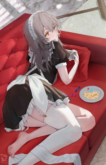 sazanami (re n rentaro) honkai: star rail stelle maid stockings thighhighs