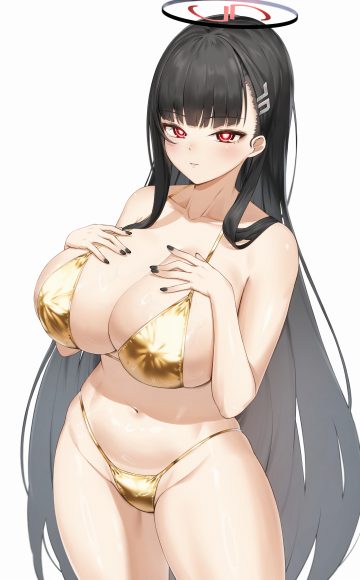 pixel (yuxian) blue archive tsukatsuki rio bikini erect nipples halo swimsuits