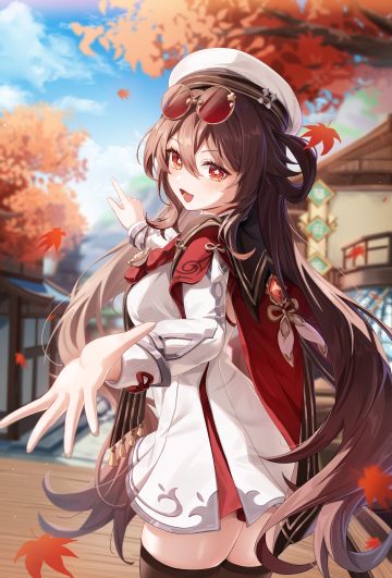 aida noa genshin impact hu tao asian clothes megane thighhighs