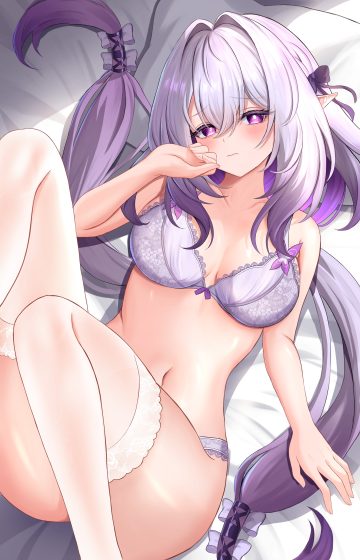 shouhaku honkai: star rail castorice bra pantsu pointy ears thighhighs