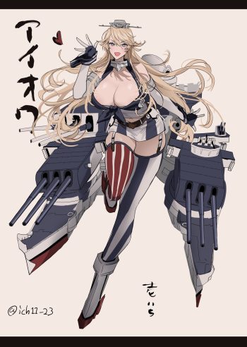ichimonme (ichi) kantai collection iowa (kancolle) open shirt sketch stockings thighhighs uniform