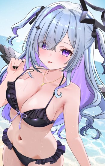 hololive amane kanata angel bikini swimsuits tagme undressing wet wings