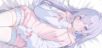 anthropomorphism azur lane blush bow hood long hair purple eyes purple hair thighhighs unicorn (azur lane) zuu (qq770463651)