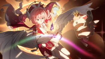 animal aqua eyes bow crown dress hat honkai (series) honkai: star rail horse hyacine (honkai: star rail) little ica (honkai: star rail) long hair magic pantyhose pegasus pink hair twintails wings yuyiosang