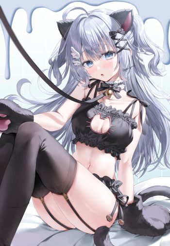 yana mori animal ears bra nekomimi pantsu stockings string panties tail thighhighs