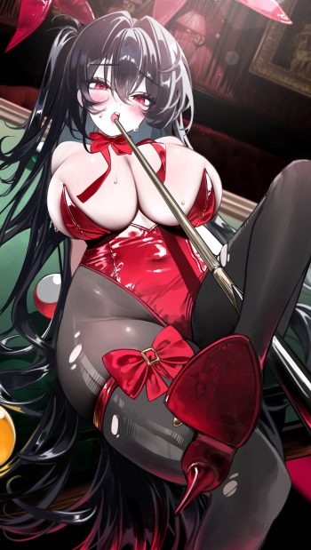 amu1207 azur lane taihou (azur lane) animal ears bunny ears bunny girl garter heels no bra pantyhose torn clothes