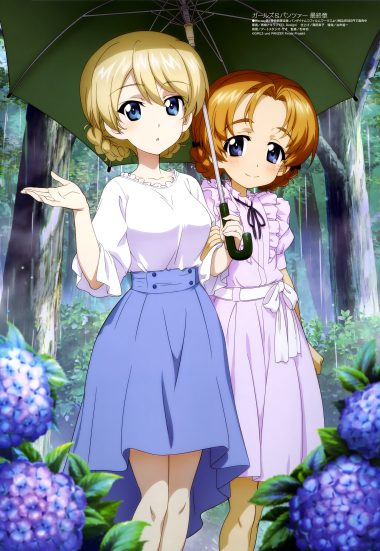 aoyagi akira girls und panzer darjeeling orange pekoe dress umbrella