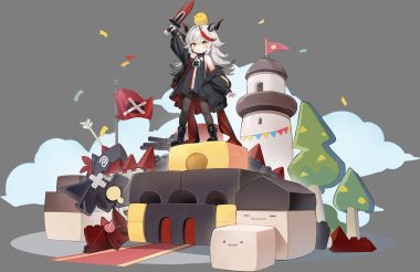aegir (azur lane) aegir-chan (azur lane) aliasing animal azur lane bird boots choker dress gray hair gun horns loli long hair manjuu (azur lane) pantyhose sword tagme (artist) transparent weapon yellow eyes
