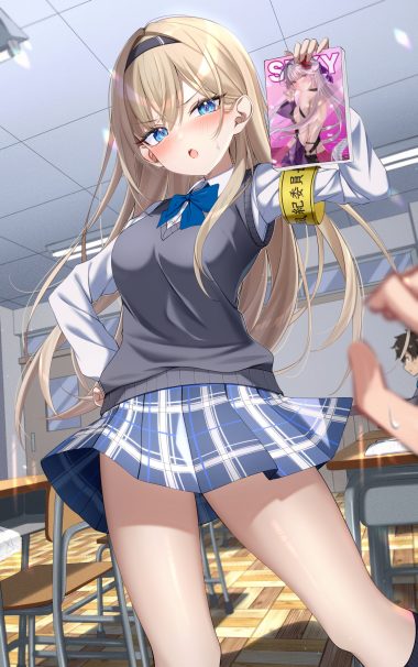kunimine yuzuki seifuku skirt lift sweater