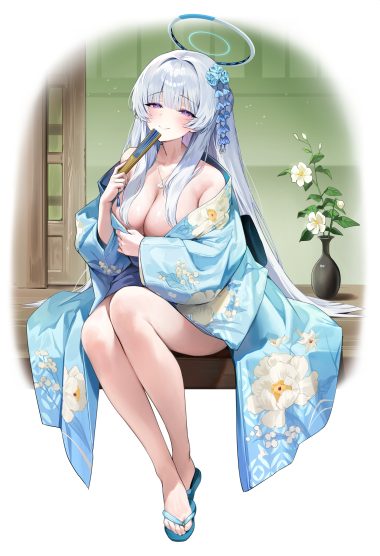 murabana44 blue archive ushio noa halo kimono no bra open shirt