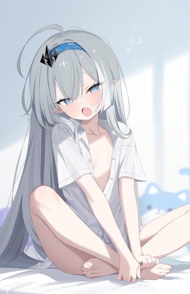 deyui dress shirt loli no bra open shirt pantsu pointy ears