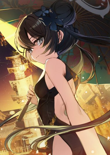b soyo1 blue archive ryuuge kisaki chinadress halo loli no bra umbrella